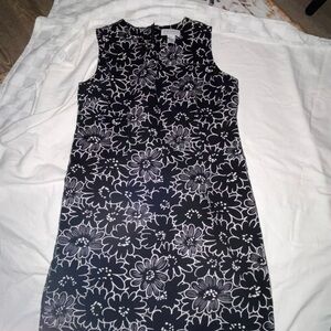 Elegant Floral Black and White Midi Dress